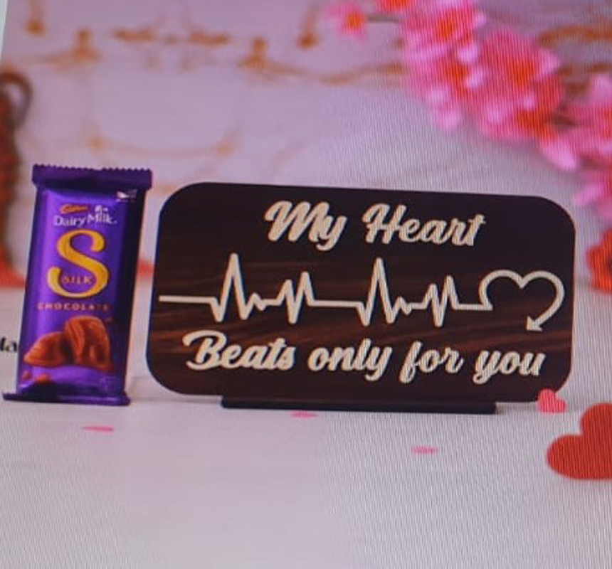 My Heart Beats Only for You Showpiece and Dairy Milk Chocolate