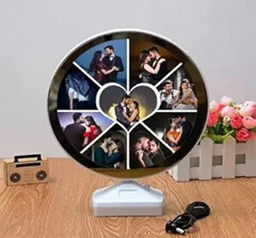Heart Beat Plastic Round Magic Mirror Tabletop Customized Photo Frame