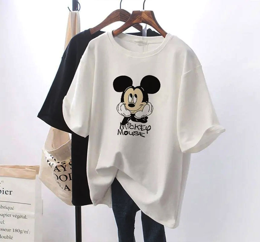  Customized Casual white t shirt logo micky mouse