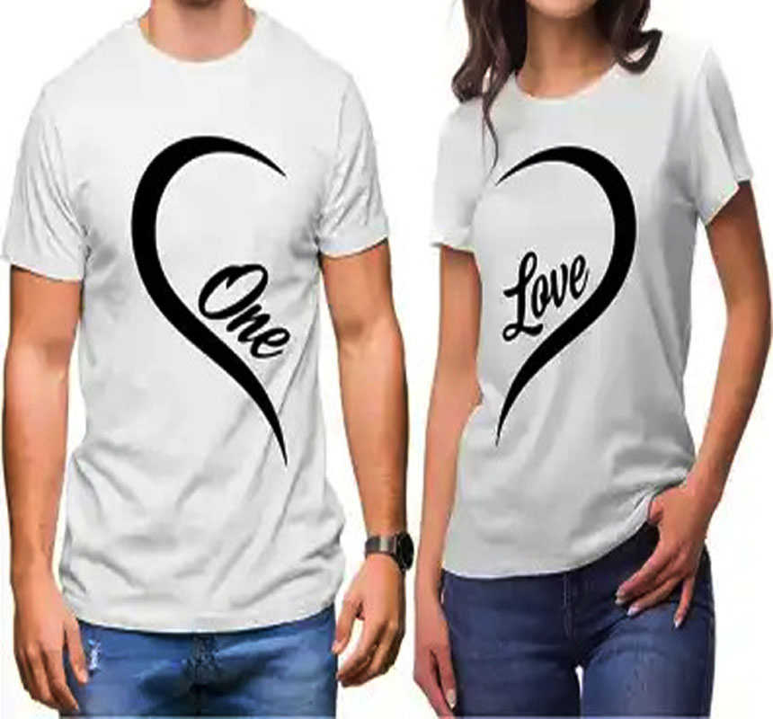  Personalized One heart couple t-shirt