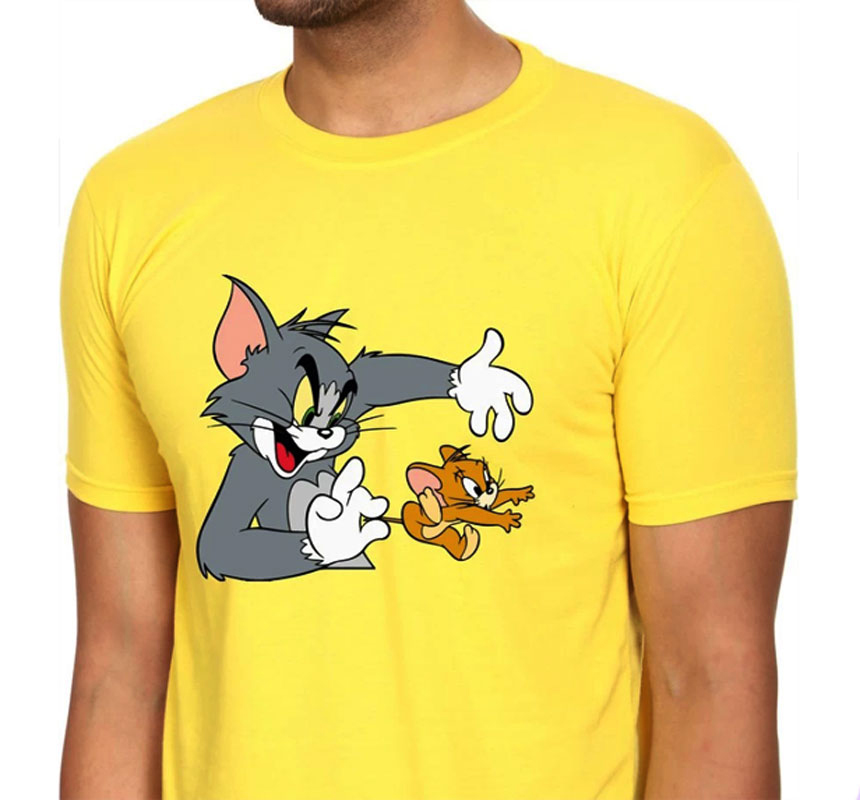 Tom catch jerry printed cotton t-shirt