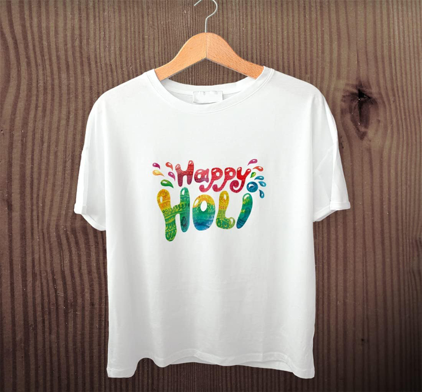 Round Neck Holi Cotton T Shirt