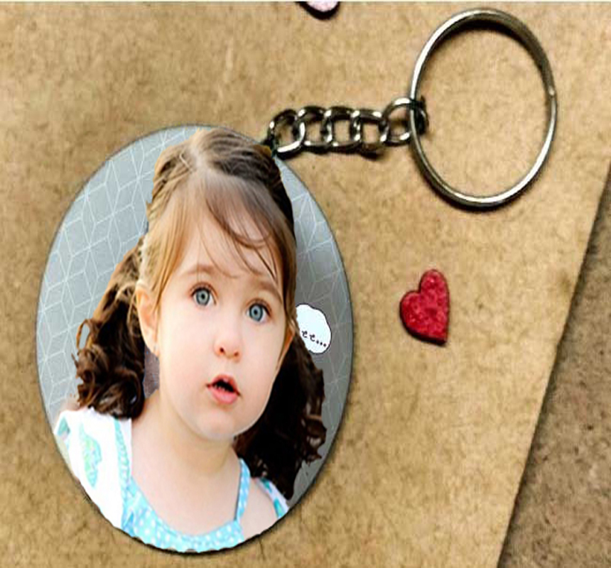 Round shape keychain with photo