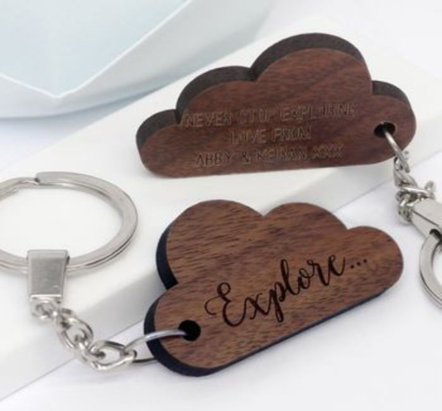  CLOUD wooden keychain