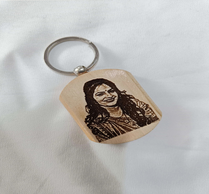 Rectangular shape Wooden keychain 