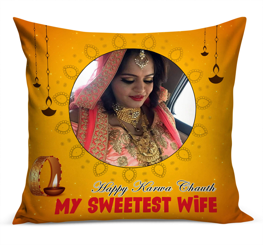 Calibrate Your 1st Karwa Chauth Pillow Cover With Photo