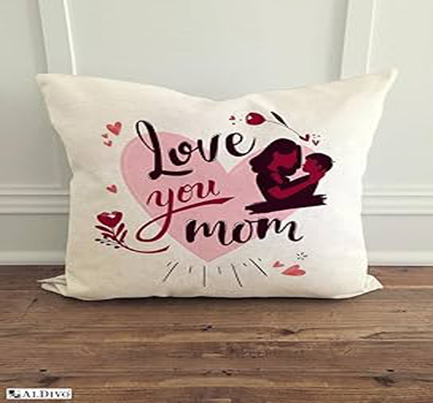  Text Printed Pillow Cover LOVE U MOMS