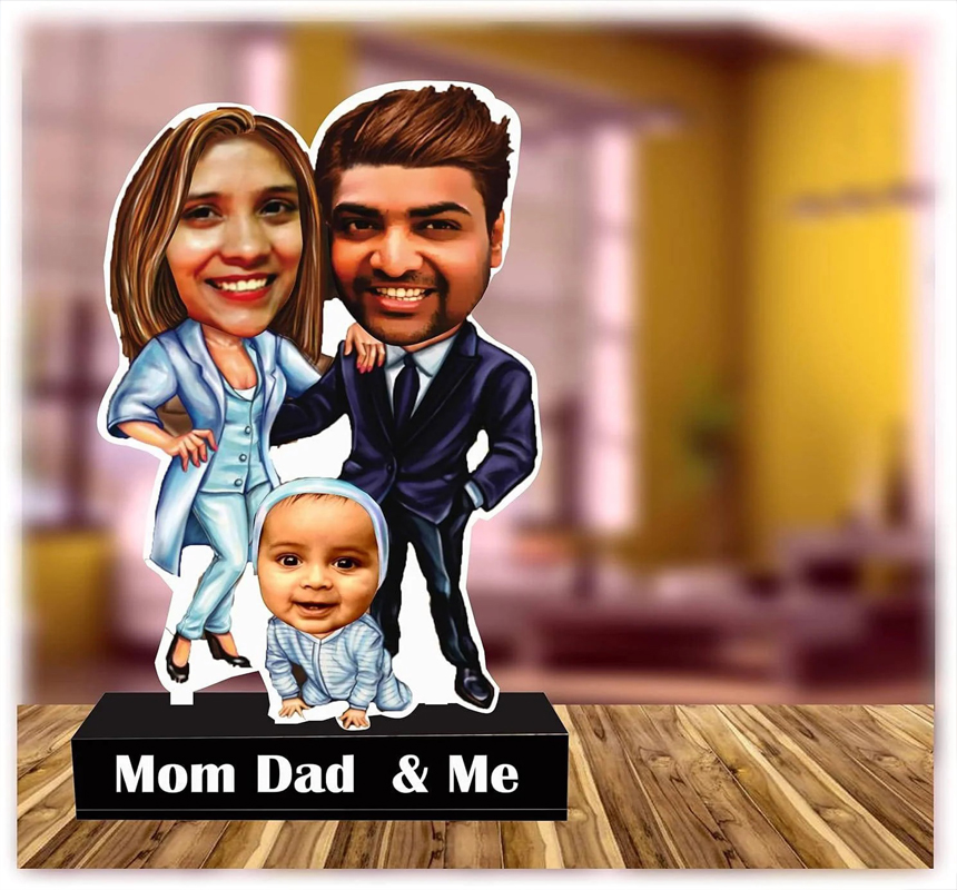 MDF Wood Craft With Customized Mom Dad & Me