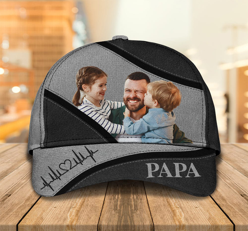 Personalized Cap With Family Photo And Heart Printed 