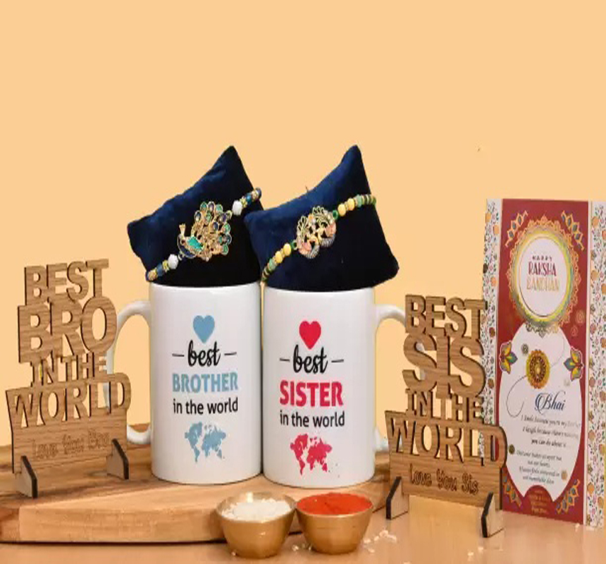 Printed Bhaiya Bhabhi Coffee Mugs Rakhi Pride Art Combo