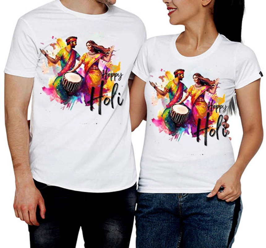 Celebrate Holi Combo Printed Cotton T-Shirt