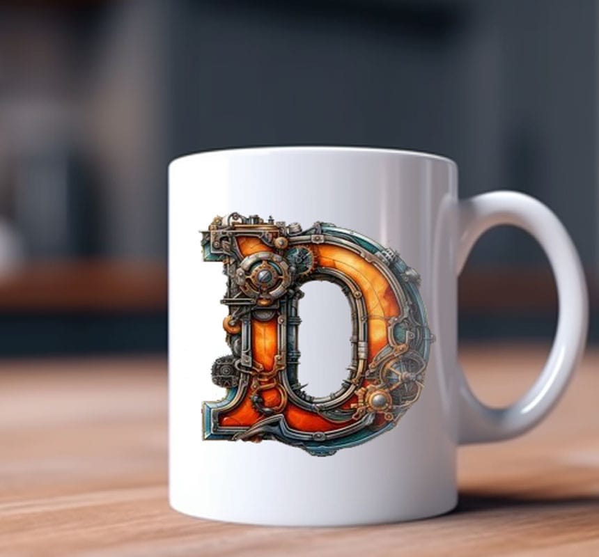 Alphabet Letter D Printed Coffee Mug