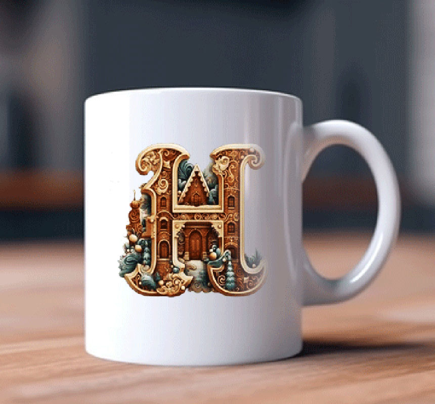 Alphabet Letter H Printed Coffee Mug