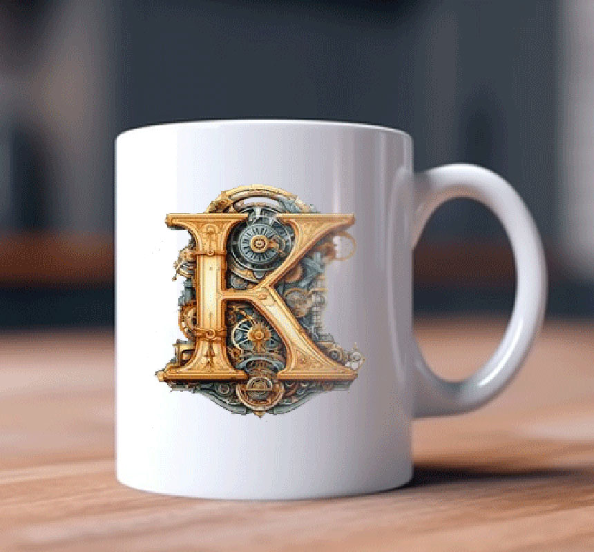 Alphabet Letter K Printed Coffee Mug