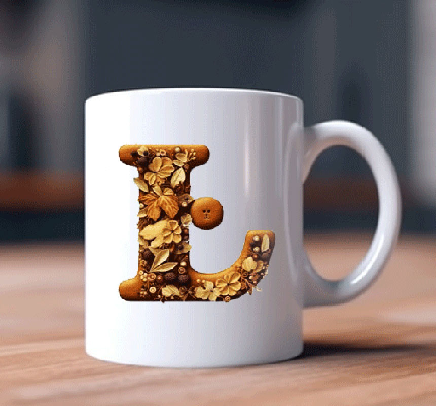 Alphabet Letter L Printed Coffee Mug