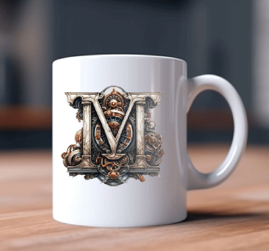 Alphabet Letter M Printed Coffee Mug