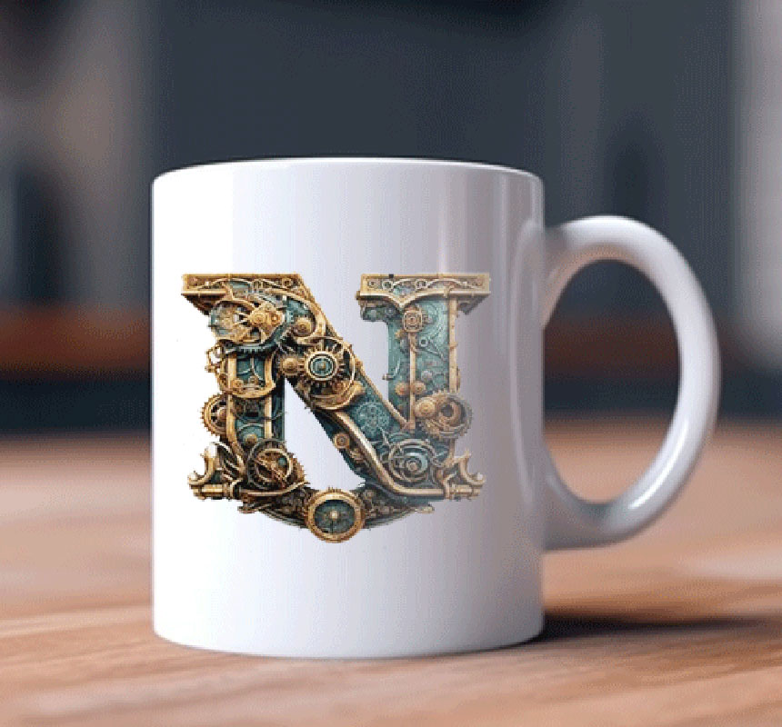 Alphabet Letter N Printed Coffee Mug