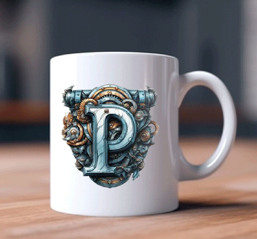 Alphabet Letter P Printed Coffee Mug