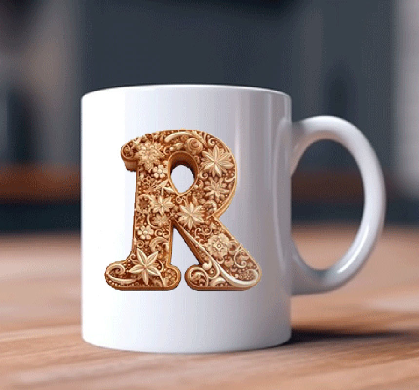 Alphabet Letter R Printed Coffee Mug