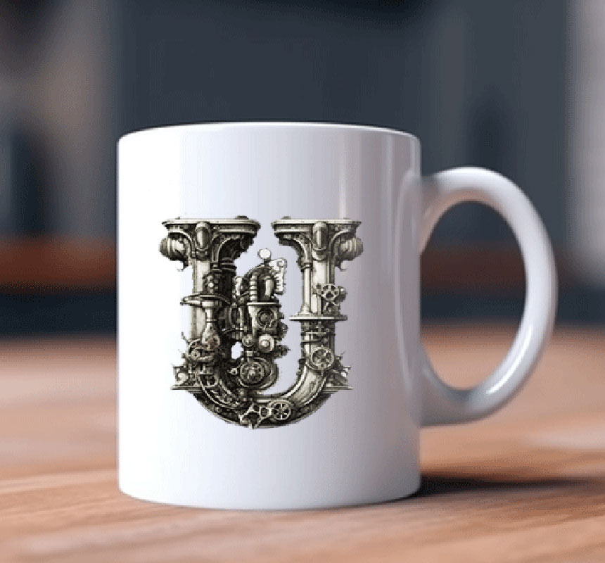 Alphabet Letter U Printed Coffee Mug