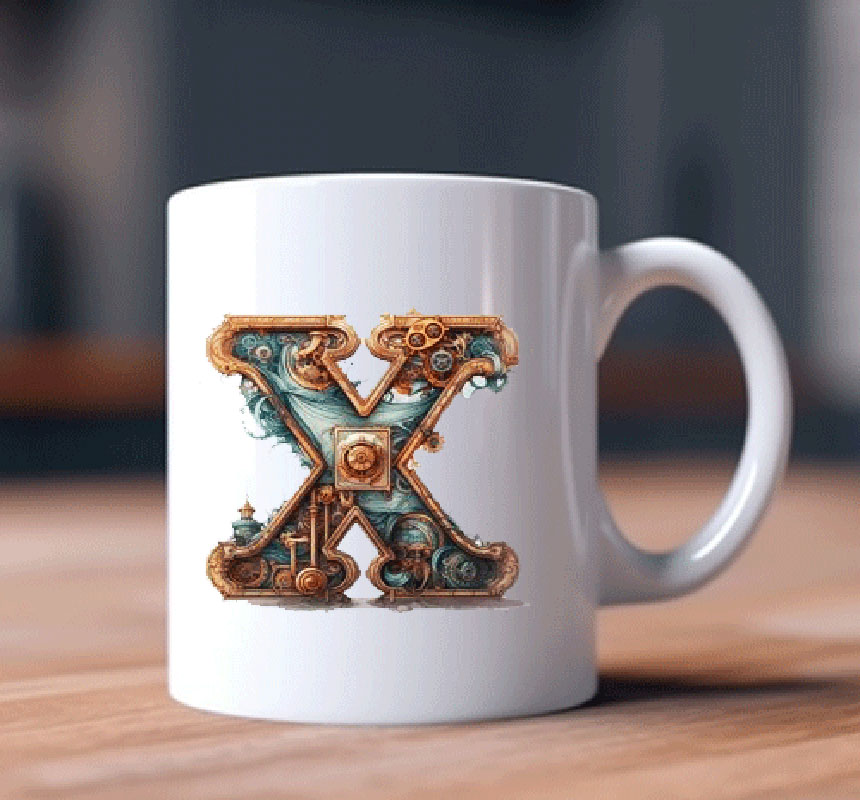 Alphabet Letter X Printed Coffee Mug