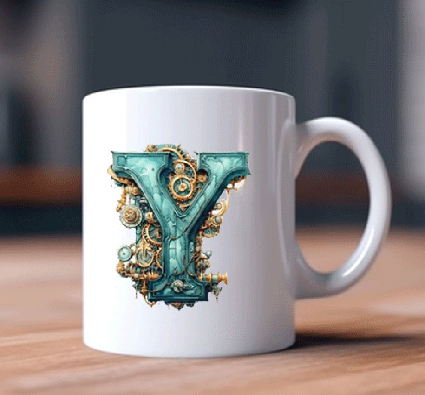 Alphabet Letter Y Printed Coffee Mug