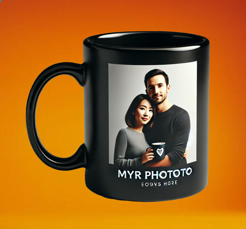 Personalised Black Coffee Mug with Photo