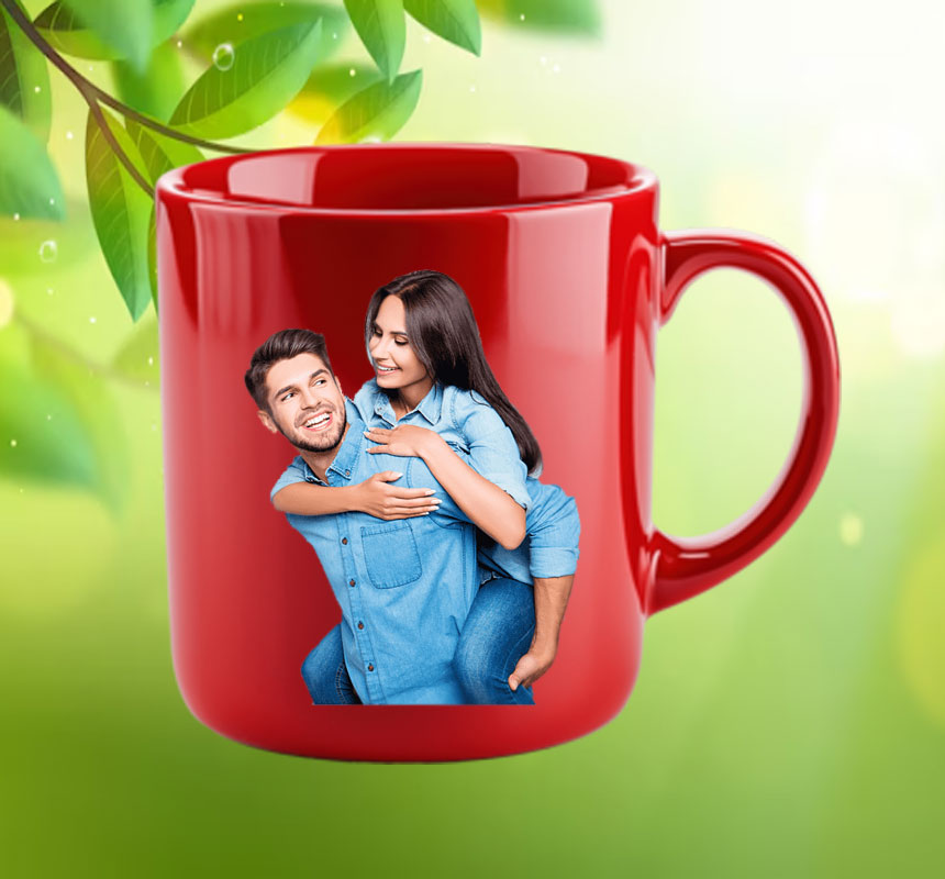 Personalised Red Coffee Mug with Photo